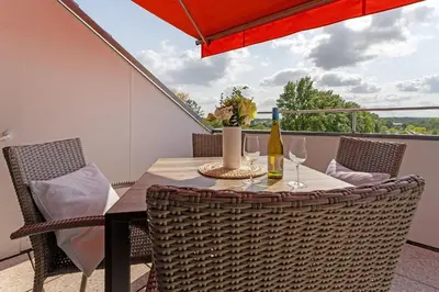 Ein Balkon oder eine Terrasse in der Unterkunft Seetempel Studio 57