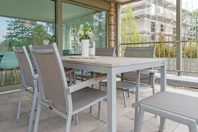 Ein Balkon oder eine Terrasse in der Unterkunft Strandallee 100 Strandschönheit