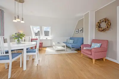 Ein Sitzbereich in der Unterkunft Strandallee 128- Seesternchen