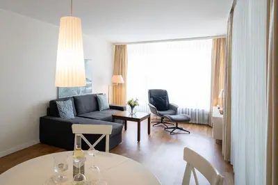Ein Sitzbereich in der Unterkunft Haus Meeresstrand Buddelschiff