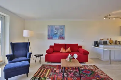 Ein Sitzbereich in der Unterkunft Strandduene Stranddüne Appartement 3