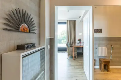 Küche/Küchenzeile in der Unterkunft Herzbergs Ferienwohnung Meersehen