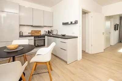 Küche/Küchenzeile in der Unterkunft Ostsee Suite 3 - Strandperle