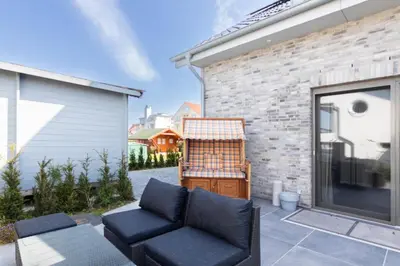 Ein Balkon oder eine Terrasse in der Unterkunft Ferienwohnung 4 Haus Meeresrauschen in Haffkrug