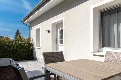 Ein Balkon oder eine Terrasse in der Unterkunft Ferienwohnung 3 Haus Meeresrauschen - Bungalow