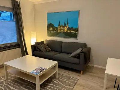 Ein Sitzbereich in der Unterkunft Ferienwohnung zwischen Lübeck und Travemünde