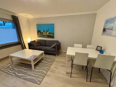 Ein Sitzbereich in der Unterkunft Ferienwohnung zwischen Lübeck und Travemünde