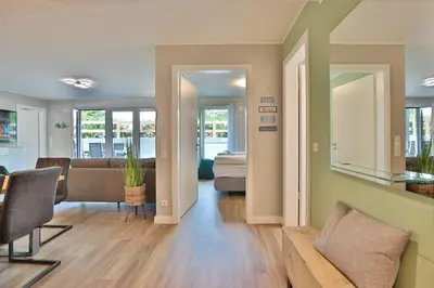 Ein Sitzbereich in der Unterkunft Appartementhaus Pönitzer Chaussee Auszeit Appartement Nr 7