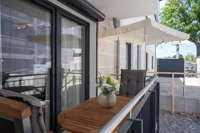 Ein Balkon oder eine Terrasse in der Unterkunft Pier 67 Kleine Muschel