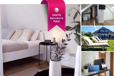 Ein Bett oder Betten in einem Zimmer der Unterkunft Besondere 1 Zimmer FeWo mit gratis Bettwäsche - Teeküche - Strandnah - Ideal für 1-Nacht