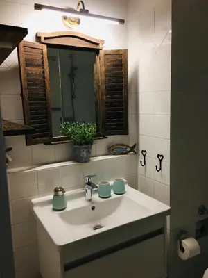 Ein Badezimmer in der Unterkunft Strandappartment Meerkieker