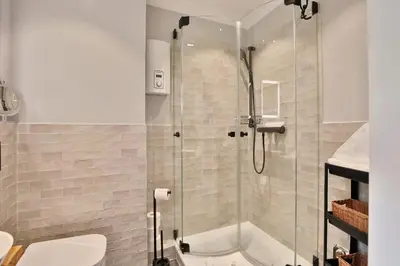 Ein Badezimmer in der Unterkunft Haus Waldburg Appartement 07 