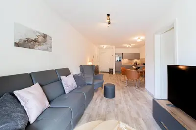 Ein Sitzbereich in der Unterkunft Ferienwohnung Stern 3 Scharbeutz