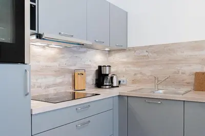 Küche/Küchenzeile in der Unterkunft Ferienwohnung Stern 3 Scharbeutz