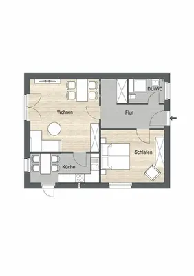 Grundriss der Unterkunft 2-Zimmer-Fewo Nähe Lübeck