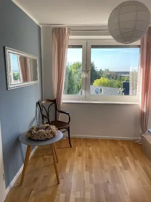 Ein Sitzbereich in der Unterkunft Ferienhaus Storchennest