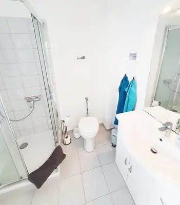 Ein Badezimmer in der Unterkunft Ferienwohnung Gartenblick - Idylle am Travetal