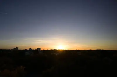 Blick auf den Sonnenuntergang/Sonnenaufgang von der Ferienwohnung aus oder aus der Nähe