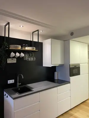 Küche/Küchenzeile in der Unterkunft Appartment bezaubernder Landblick