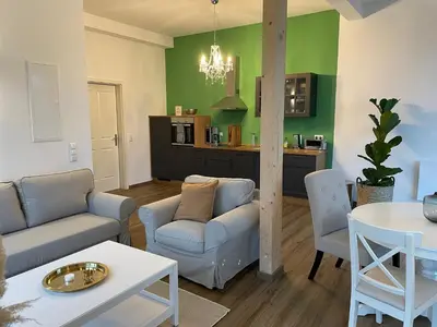 Ein Sitzbereich in der Unterkunft Ferienwohnung 3 am Herrenhaus Ahrensbök