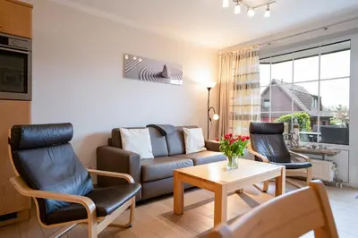Ein Sitzbereich in der Unterkunft DKK5 Ferienwohnung Ostseeperle