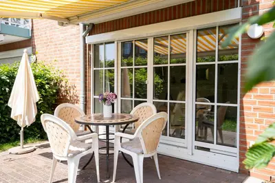 Ein Patio oder anderer Außenbereich in der Unterkunft OST1 Ferienwohnung Lörper