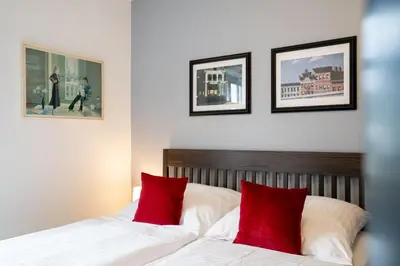 Ein Bett oder Betten in einem Zimmer der Unterkunft STR123g App Sonnenseite F