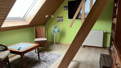 Ein Sitzbereich in der Unterkunft Blaueshaus