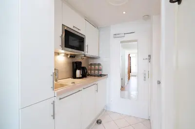 Küche/Küchenzeile in der Unterkunft Ferienwohnung Meerblick App 805