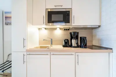 Küche/Küchenzeile in der Unterkunft Ferienwohnung Meerblick App 805