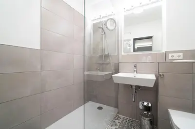 Ein Badezimmer in der Unterkunft Ferienwohnung Meeresstrand, App 206