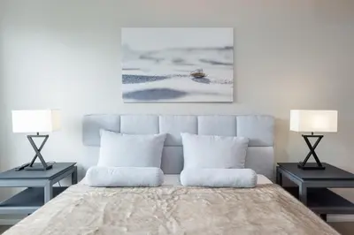 Ein Bett oder Betten in einem Zimmer der Unterkunft Ferienwohnung Puro Blick