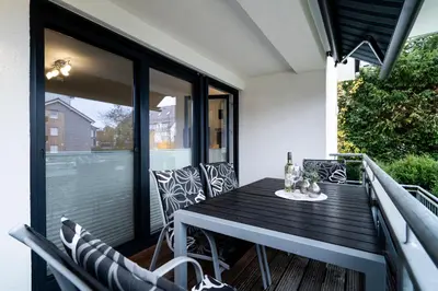 Ein Balkon oder eine Terrasse in der Unterkunft Strandhaus Möwenberg App 11