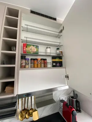 Küche/Küchenzeile in der Unterkunft Modernes Apartment an Timmendorfer Promenade, 1. Reihe