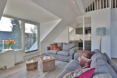 Ein Sitzbereich in der Unterkunft Haus am Seehof 6 Seehof