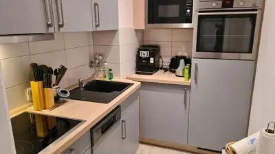 Küche/Küchenzeile in der Unterkunft PEMATRA Ferienwohnung Seeschwalbe