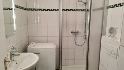 Ein Badezimmer in der Unterkunft PEMATRA Ferienwohnung Seeschwalbe