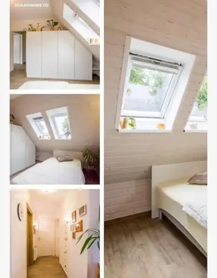 Ein Bett oder Betten in einem Zimmer der Unterkunft Dachgeschosswohnung Scharbeutz mit Garten