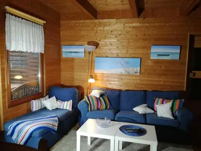 Ein Sitzbereich in der Unterkunft Ferienhaus Suda