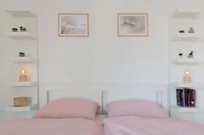 Ein Bett oder Betten in einem Zimmer der Unterkunft Ferienwohnung cozy - Scharbeutz