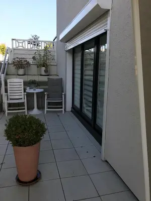 Ein Balkon oder eine Terrasse in der Unterkunft Ferienwohnung- nur 60 Meter vom Strand