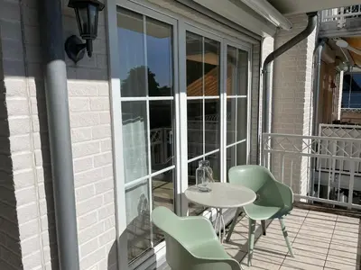 Ein Balkon oder eine Terrasse in der Unterkunft Turmresidenz 6 KaMare - 300m zum Strand