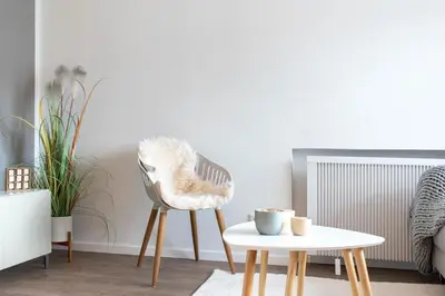Ein Sitzbereich in der Unterkunft Ferienwohnung Die Hanse 12
