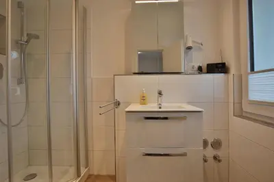 Ein Badezimmer in der Unterkunft Hannas Strandhaus App A