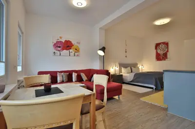Ein Bett oder Betten in einem Zimmer der Unterkunft Hannas Strandhaus App A