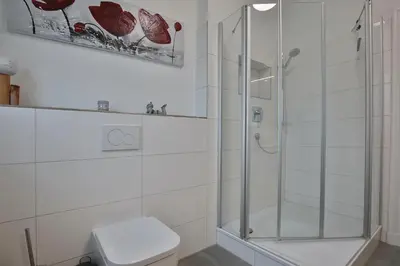 Ein Badezimmer in der Unterkunft Hannas Strandhaus App B