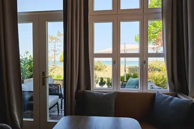 Ein Sitzbereich in der Unterkunft Goldmädchen 93 - Beach Studio