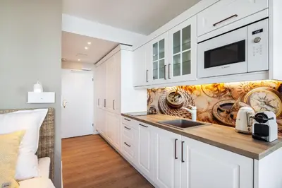 Küche/Küchenzeile in der Unterkunft Meerblick Apartment 110