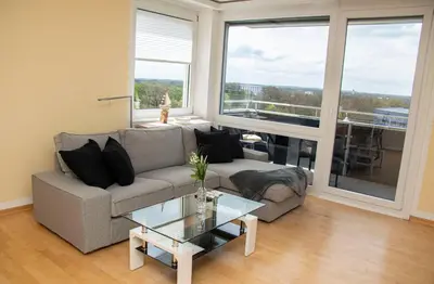 Ein Sitzbereich in der Unterkunft Apartment am Kurpark