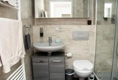 Ein Badezimmer in der Unterkunft Apartment am Kurpark